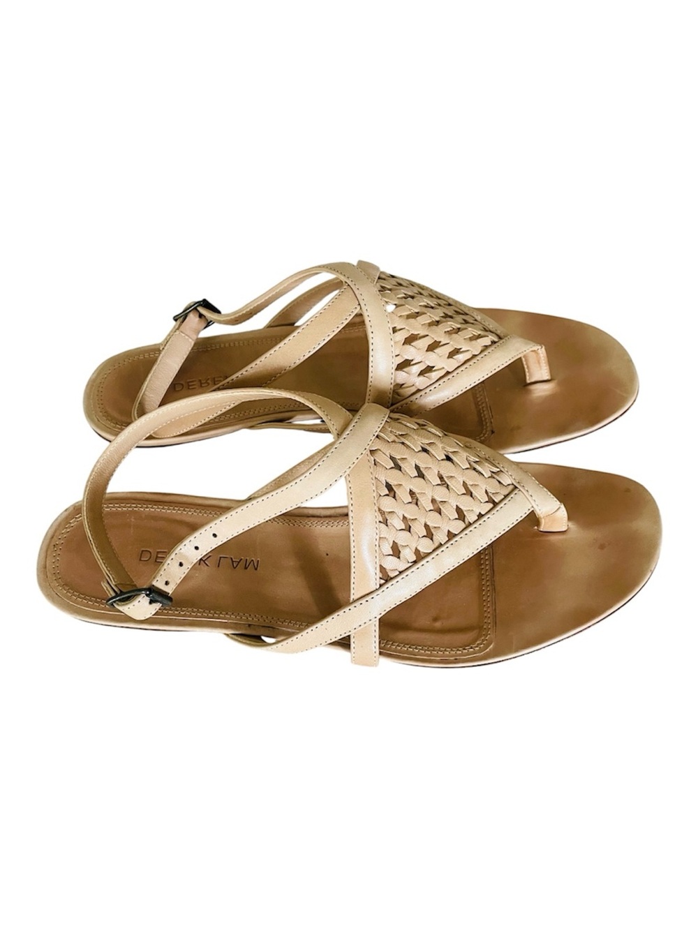 Derek Lam Tan Woven Leather Thong Sandals, Sz 6 or 36